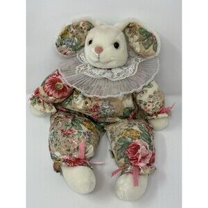Vintage Stuffed Easter Bunny Plush Creations 1990 Cottage Grandmacore Coquette